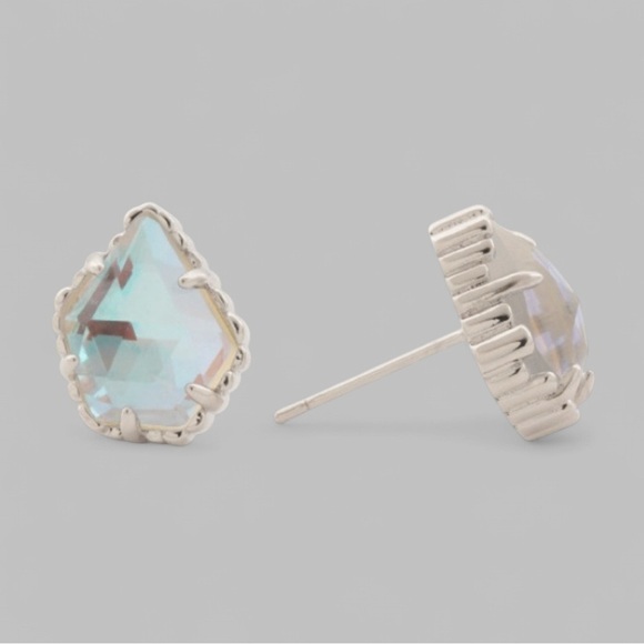 Kendra Scott Tessa Studs Rhodium Dichroic Glass earrings  NWT - Picture 1 of 6